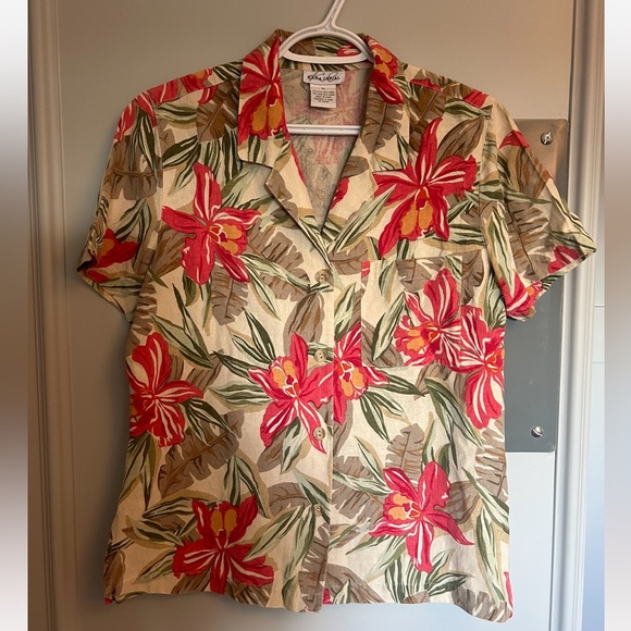 25 % Linen and 75% Silk Hawaiian Shirt Women’s Medium - Picture 1 of 3